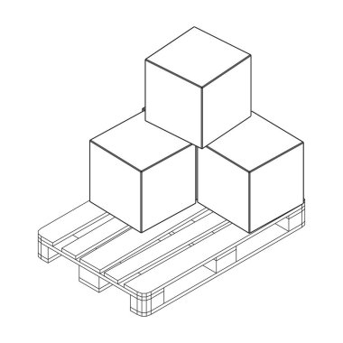 Kutuları olan bir depo için kargo paleti