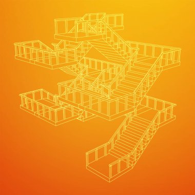 Kablo çerçeve merdivenler, merdiven merdivenleri ve parmaklıklar.