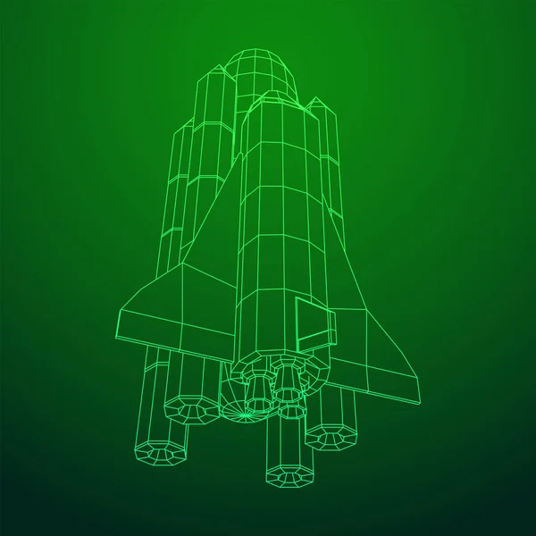 Transbordador espacial. Wireframe bajo poli. — Vector de stock