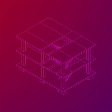 İnşaat kablosu çerçevesi altında bina