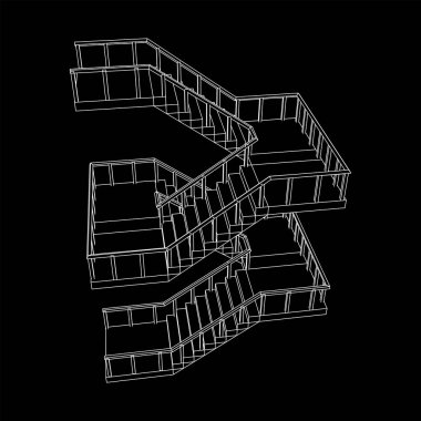 Kablo çerçeve merdivenler, merdiven merdivenleri ve parmaklıklar.