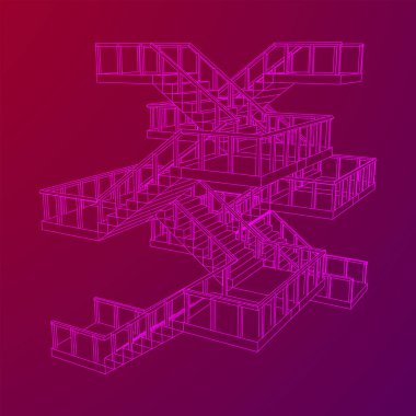 Kablo çerçeve merdivenler, merdiven merdivenleri ve parmaklıklar.