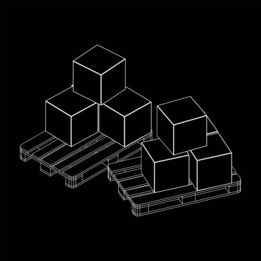 Kutuları olan bir depo için kargo paleti