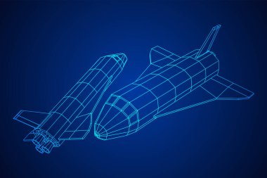 Uzay mekiği. Kablo çerçevesi düşük yalan makinesi.