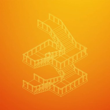 Kablo çerçeve merdivenler, merdiven merdivenleri ve parmaklıklar.