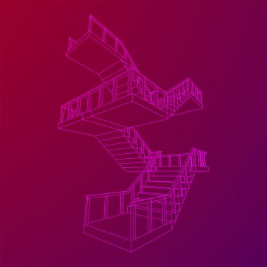 Kablo çerçeve merdivenler, merdiven merdivenleri ve parmaklıklar.