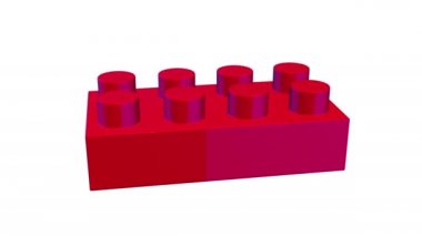 Yapıcı kırmızı plastik blok 3d döndür.