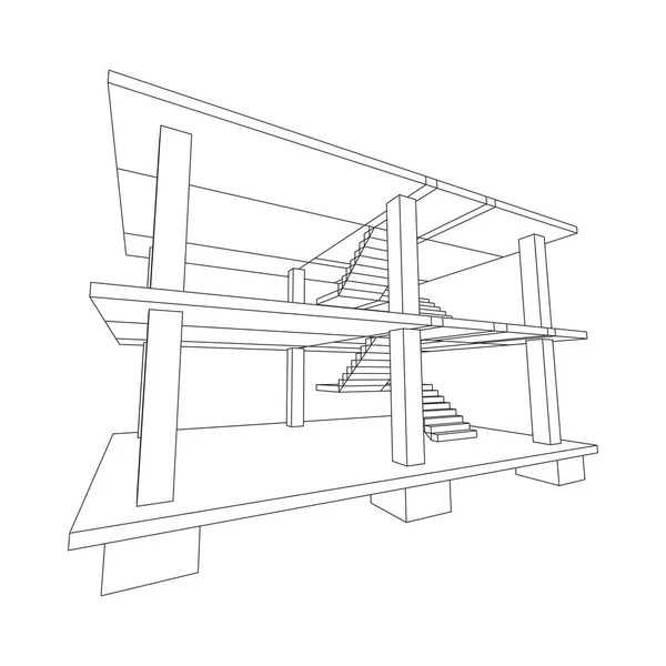 Edificio en construcción wireframe — Archivo Imágenes Vectoriales