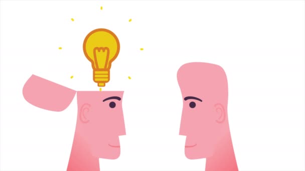 Empresários com lâmpada na cabeça aberta — Vídeo de Stock