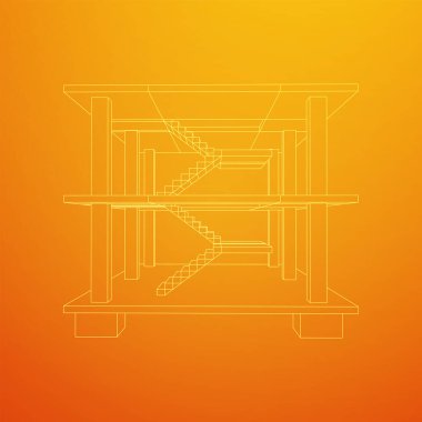 İnşaat kablosu çerçevesi altında bina