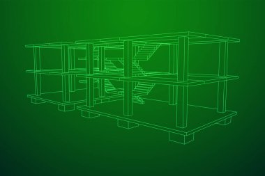 İnşaat kablosu çerçevesi altında bina