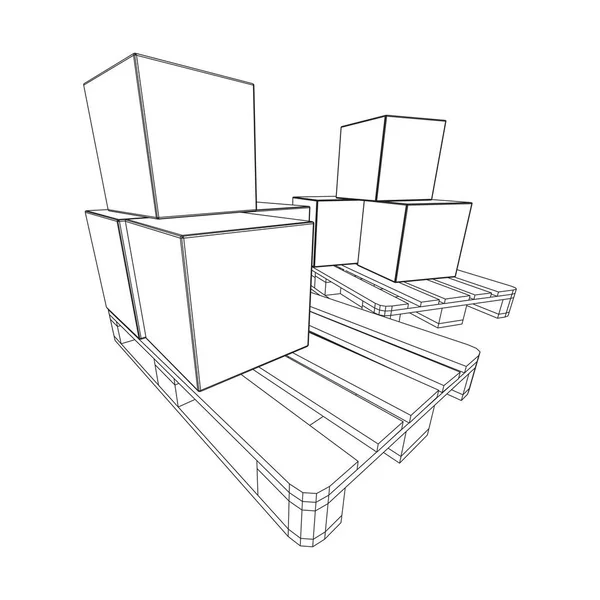 Palete de carga para armazém com caixas —  Vetores de Stock
