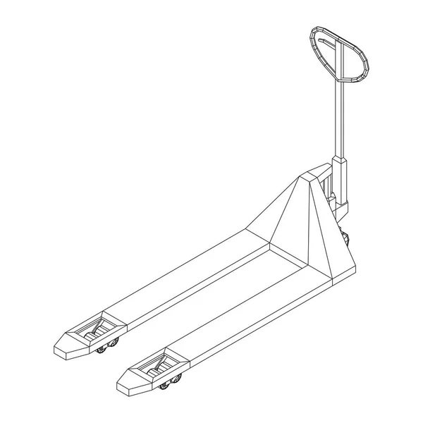 Handpalettenhebebühne. Manueller Gabelstapler. — Stockvektor