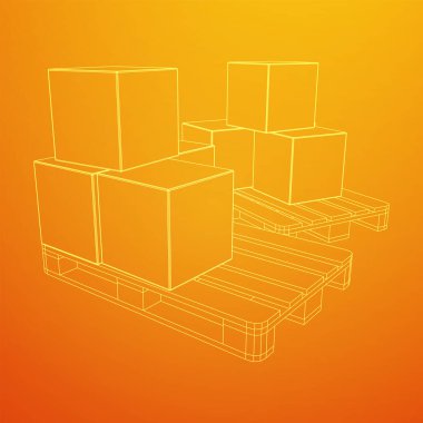 Kutuları olan bir depo için kargo paleti