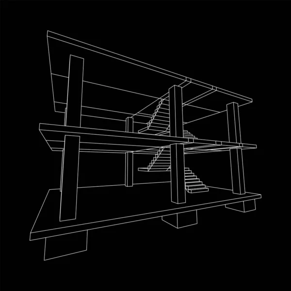 Gebouw in aanbouw draadframe — Stockvector