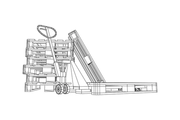 Levantamiento de paletas manual. Montacargas manual. — Archivo Imágenes Vectoriales