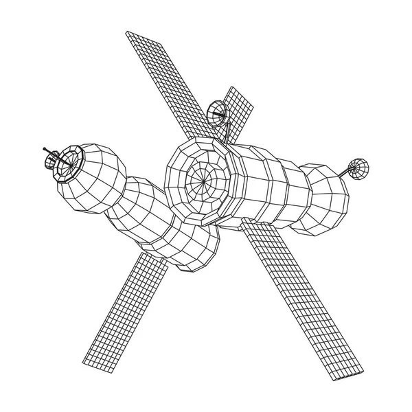 Satellit för kommunikation över rymdstationer — Stock vektor