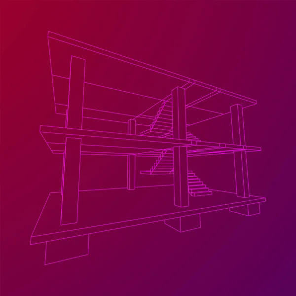工事用ワイヤーフレーム下の建物 — ストックベクタ