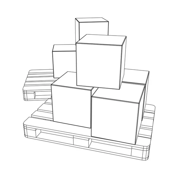 Kutuları olan bir depo için kargo paleti — Stok Vektör