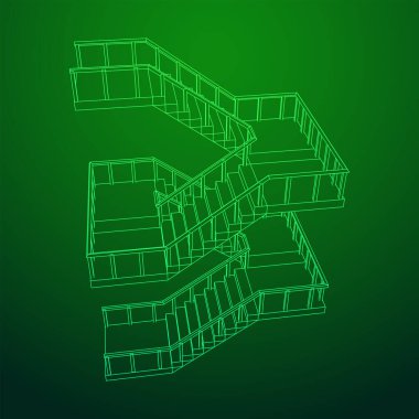 Kablo çerçeve merdivenler, merdiven merdivenleri ve parmaklıklar.