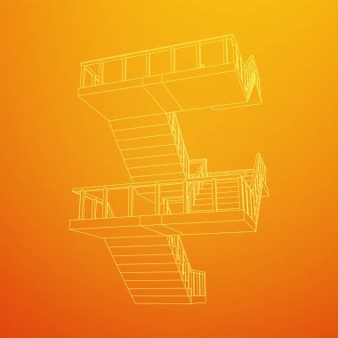 Kablo çerçeve merdivenler, merdiven merdivenleri ve parmaklıklar.