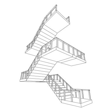 Kablo çerçeve merdivenler, merdiven merdivenleri ve parmaklıklar.