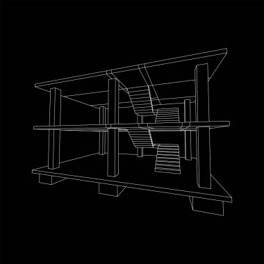 İnşaat kablosu çerçevesi altında bina