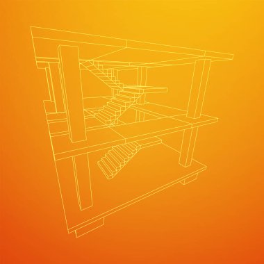 İnşaat kablosu çerçevesi altında bina