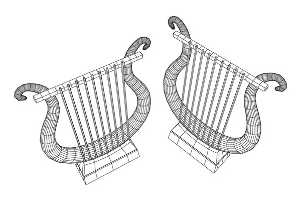 Instrumento musical antiguo de lira o arpa — Archivo Imágenes Vectoriales