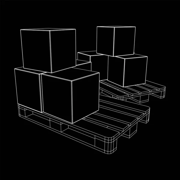 Paleta de carga para almacén con cajas — Vector de stock