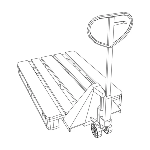 Levantamiento de paletas manual. Montacargas manual. — Archivo Imágenes Vectoriales