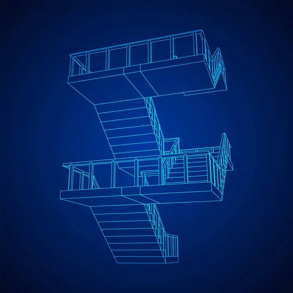 Escadas de armação, degraus de escadas interiores com corrimão —  Vetores de Stock