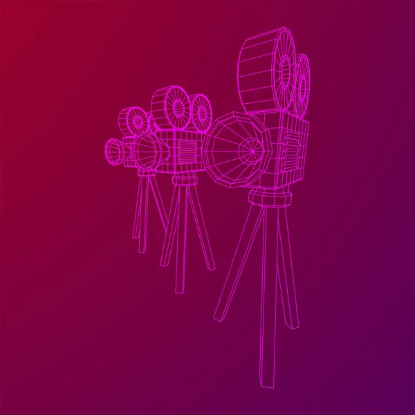 Proyector de cámara poligonal. Hora del cine. Mostrar concepto de festival de cine. — Archivo Imágenes Vectoriales