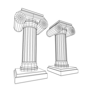 Yunan iyonik sütunu. Eski sütunlar.