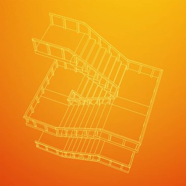 Kablo çerçeve merdivenler, merdiven merdivenleri ve parmaklıklar.