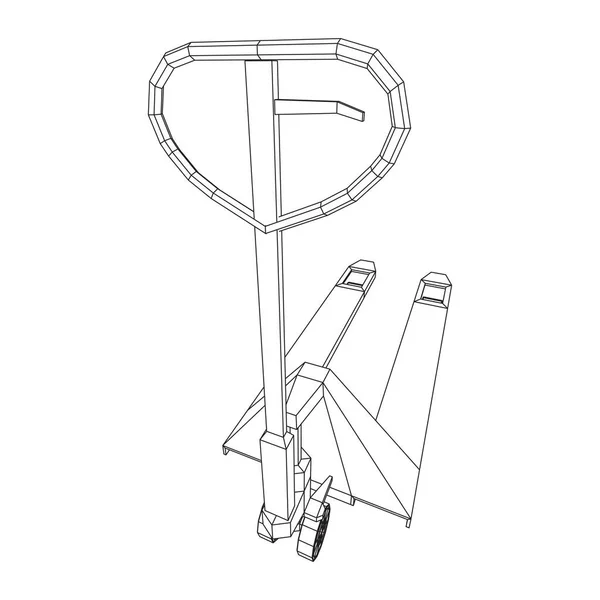 Handpalletkrik omhoog. Handmatige heftruck. — Stockvector