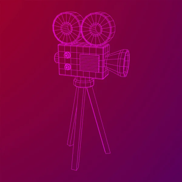 Polygonal camera projector. Movie time. Show film cinema festival concept. — Stock Vector