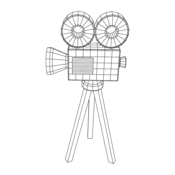 多边形相机投影仪。电影时间。电影电影节的概念. — 图库矢量图片