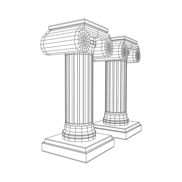 Грецька іонічна колона. Стародавні стовпи. — стоковий вектор