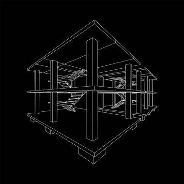 İnşaat kablosu çerçevesi altında bina