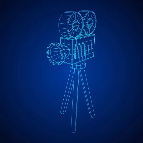 Videocamera poligonale. E 'l'ora del cinema. Concetto di festival cinematografico. — Vettoriale Stock