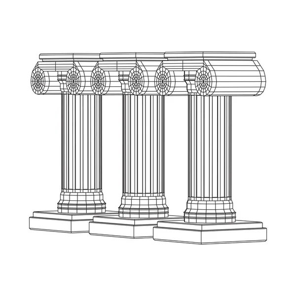 Greek ionic column. Ancient pillars. — Stock Vector