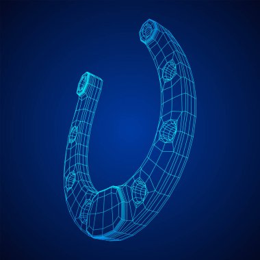 At nalı iyi şansı simgeler. Kablo çerçevesi düşük poli ağ vektör çizimi.