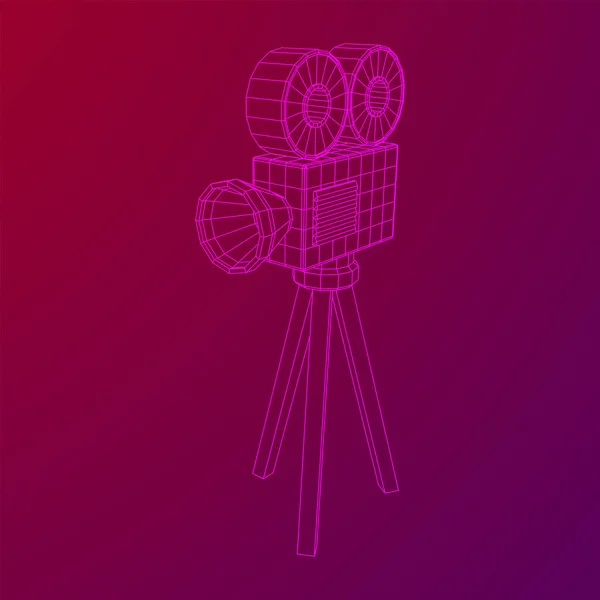 Polygonal Camera Projector Movie Time Show Film Cinema Festival Concept — Stock Vector