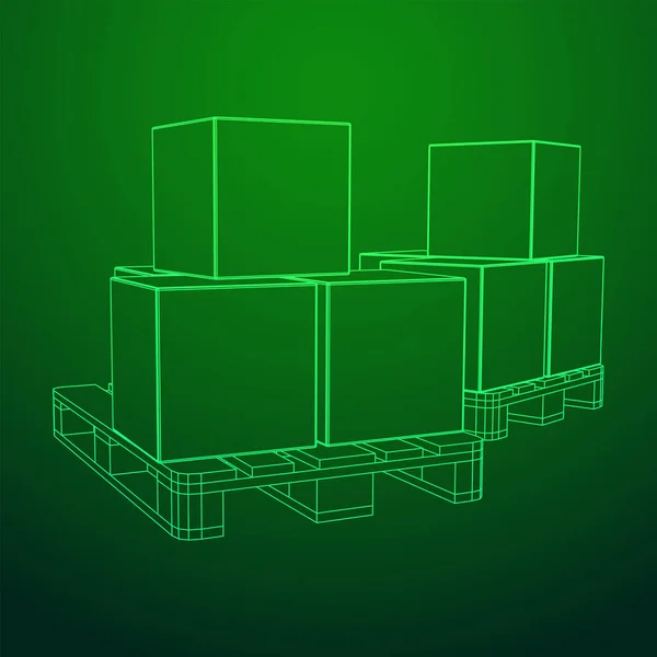 Nákladní Paleta Pro Sklad Lepenkovými Krabicemi Logistická Přepravní Koncepce Obrázek — Stockový vektor