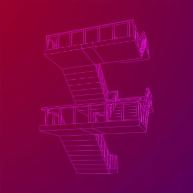 Kablo çerçeve merdivenler, merdiven merdivenleri ve parmaklıklar.