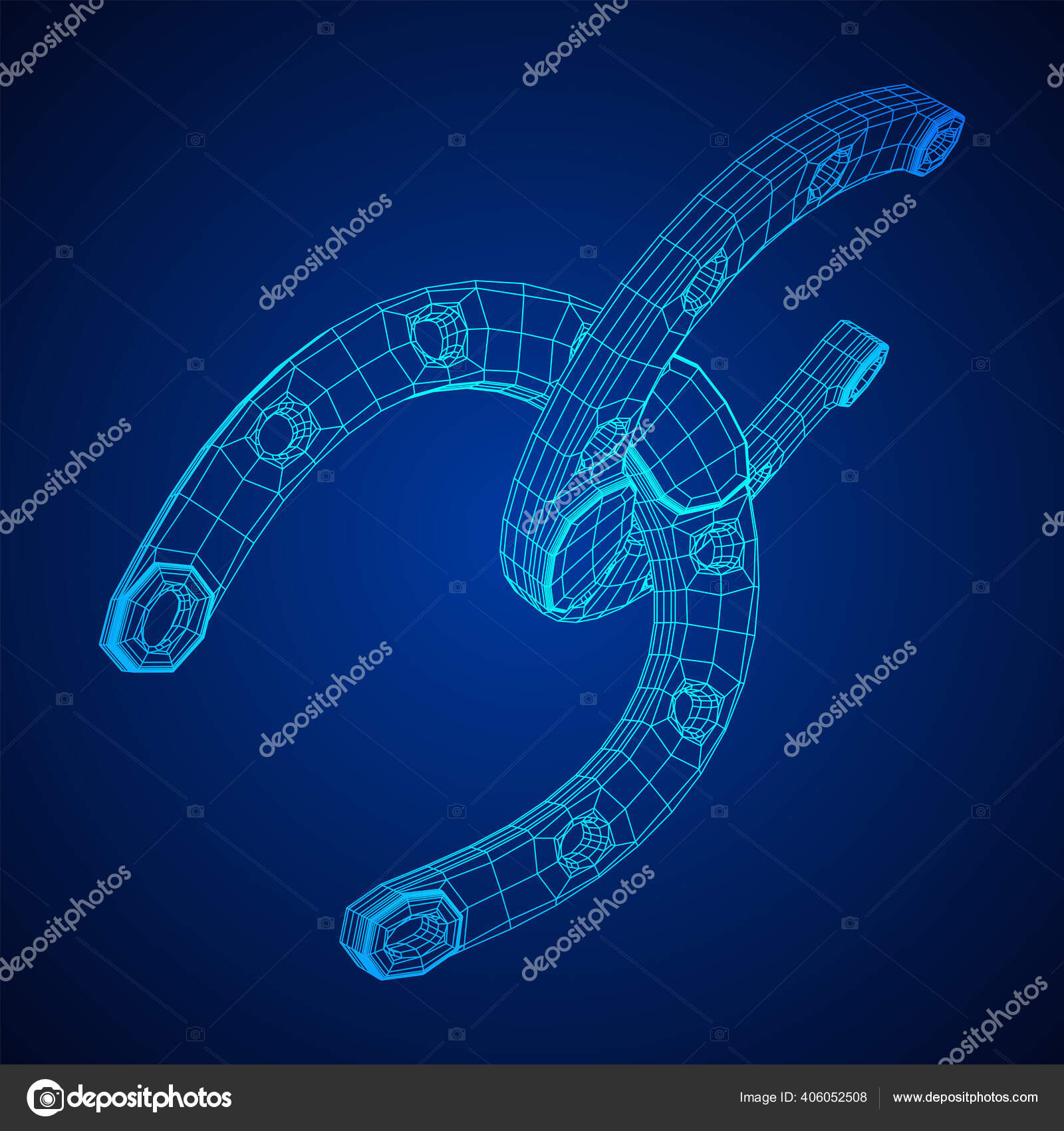 Horseshoe Symbolizes Good Luck Wireframe Low Poly Mesh Vector