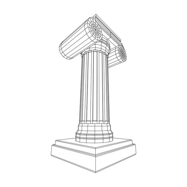 Грецька Іонічна Колона Стародавні Колони Старовинний Архітектурний Декор Wireframe Low — стоковий вектор