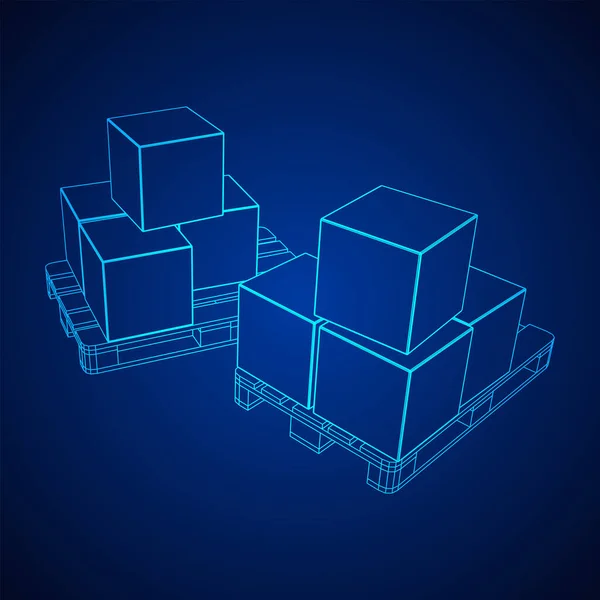 Nákladní Paleta Pro Sklad Lepenkovými Krabicemi Logistická Přepravní Koncepce Obrázek — Stockový vektor