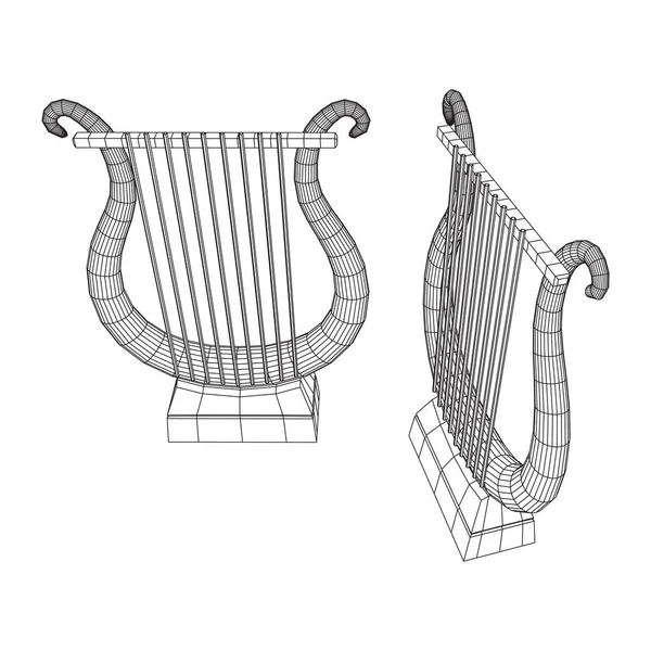 Instrumento musical antiguo de lira o arpa — Archivo Imágenes Vectoriales